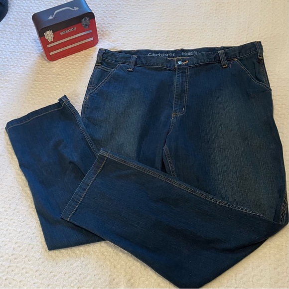 Carhartt Men's Relaxed Fit Dark Blue Jeans - Picture 1 of 10